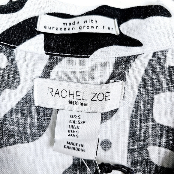 Rachel Zoe Black & White Linen Button Front Shirt NWT - Picture 3 of 7